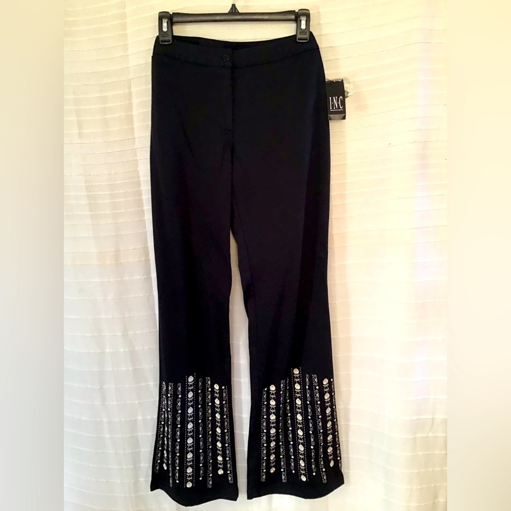 INC Black Embellished Flare Pants